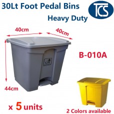 30L Commercial Foot Pedal Waste Bins x 5 Units - 100% Plastic - X-Ray and MRI Safe