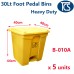 30L Commercial Foot Pedal Waste Bins - Yellow x 5 Units - 100% Plastic - X-Ray and MRI Safe
