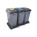 3 Piece 60L Recycling Waste Classification Bin Station w/ Wheels