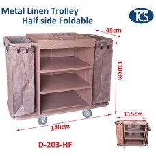 Metal Commercial Housekeeping Trolley Linen Cart - Partially Foldable