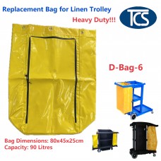 Replacement Heavy Duty Yellow Vinyl Bag for Linen Trolleys and Janitor Carts 90Lt