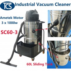 Commercial Industrial 60L Dry Dust extractor Vacuum Cleaner 3000W Slide Tank