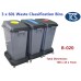 3 Piece 60L Recycling Waste Classification Bin Station w/ Wheels