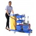 TCS Multi-Functional Cleaning Janitor Trolley Cart Twin Mop Bucket + Nylon Bag