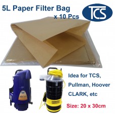 NEW 10 x 5L BACK PACK VACUUM CLEANER Paper BAGS TCS PULLMAN HAKO NILFISK VOLTA