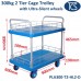 New 300kg Industrial 2 Tier Platform Trolley Mesh Sides with Ultra-Silent Wheels