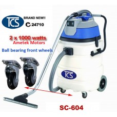 90L Wet & Dry Vacuum Cleaner with 2 x 1000W Ametek Motors ball bearing front wheels